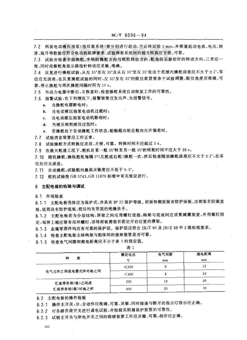 SC/T 8096-1994 渔船电气设备调试