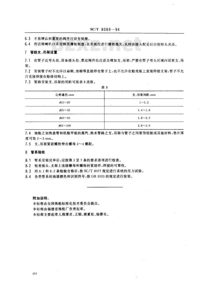 SC/T 8089-1994 渔船管系制作和安装技术要求