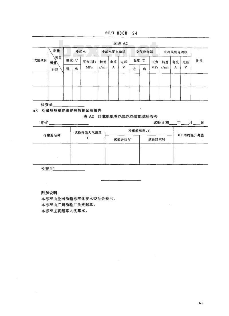 SC/T 8088-1994 渔船制冷系统效用试验技术要求