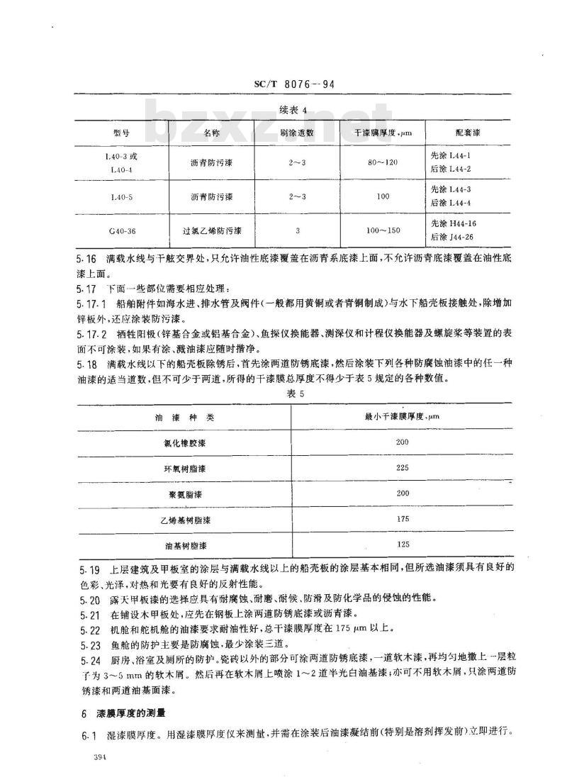 SC/T 8076-1994 渔船船体涂装技术要求
