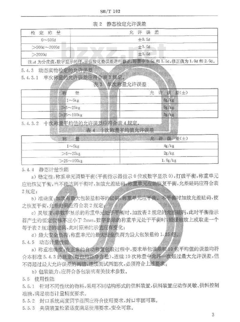 SB/T 10290-1997 粮食定量包装机