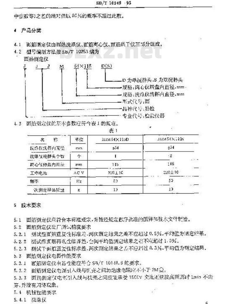 SB/T 10249-1995 小麦粉面筋测定仪