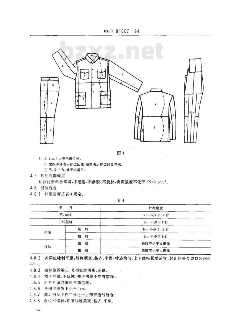 FZ/T 81007-1994 男女单服装