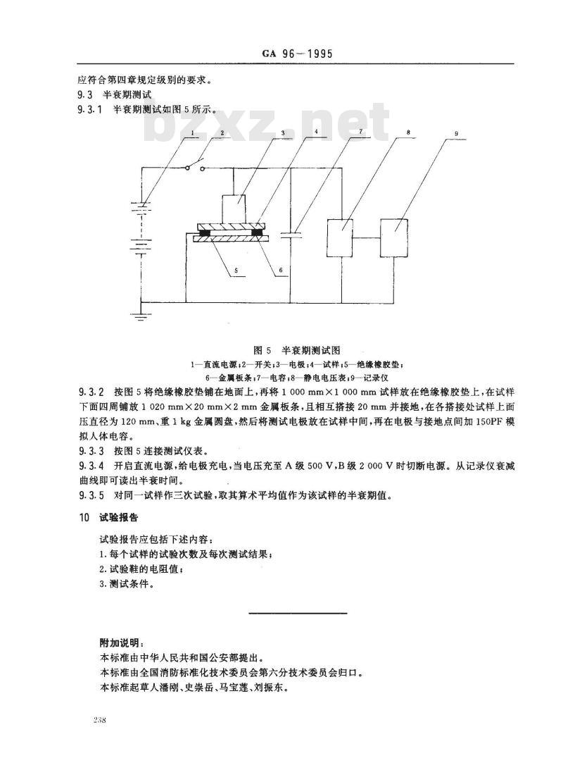 GA 96-1995 铺地纺织品静电性能参数及测量方法