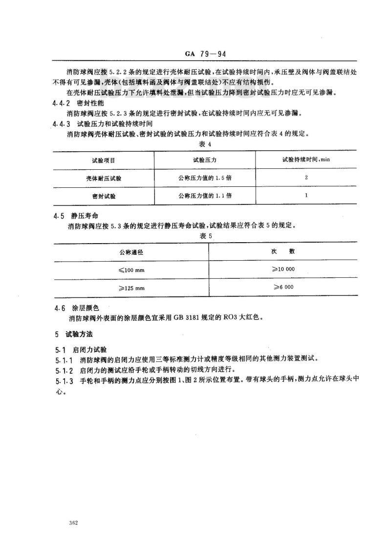 GA 79-1994 消防球阀性能要求和试验方法