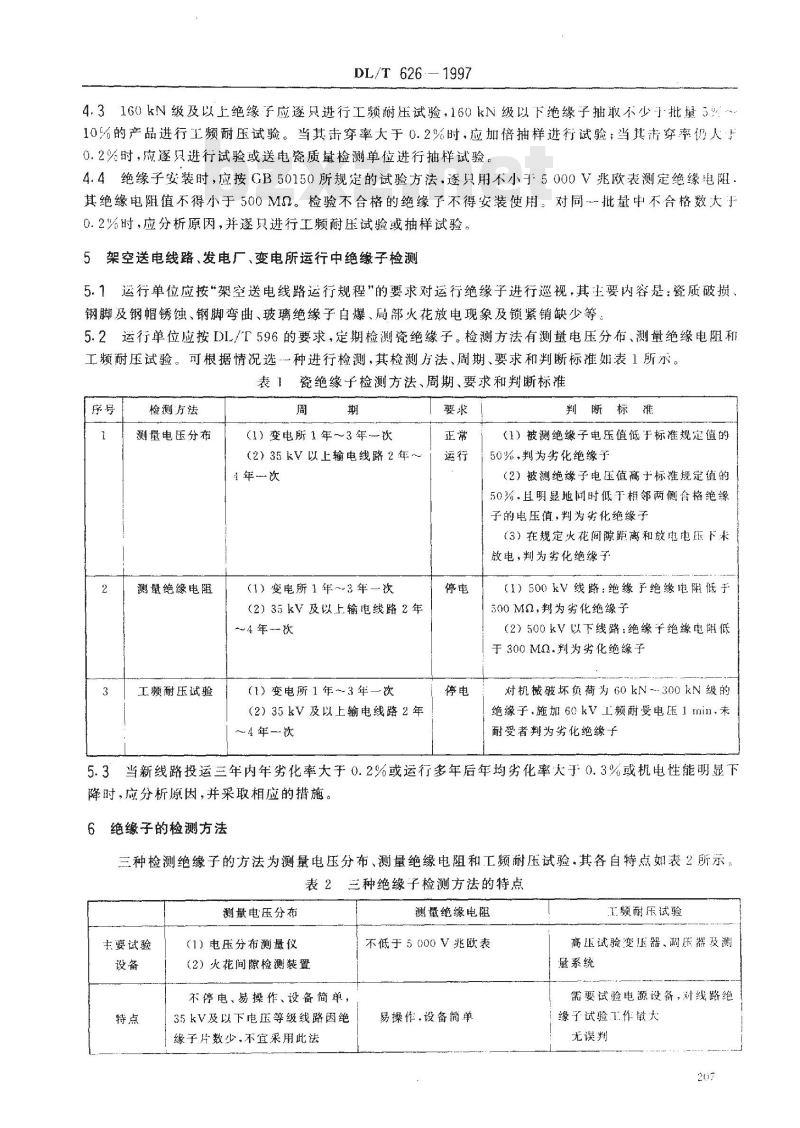 DL/T 626-1997 盘形悬式绝缘子劣化检测规程