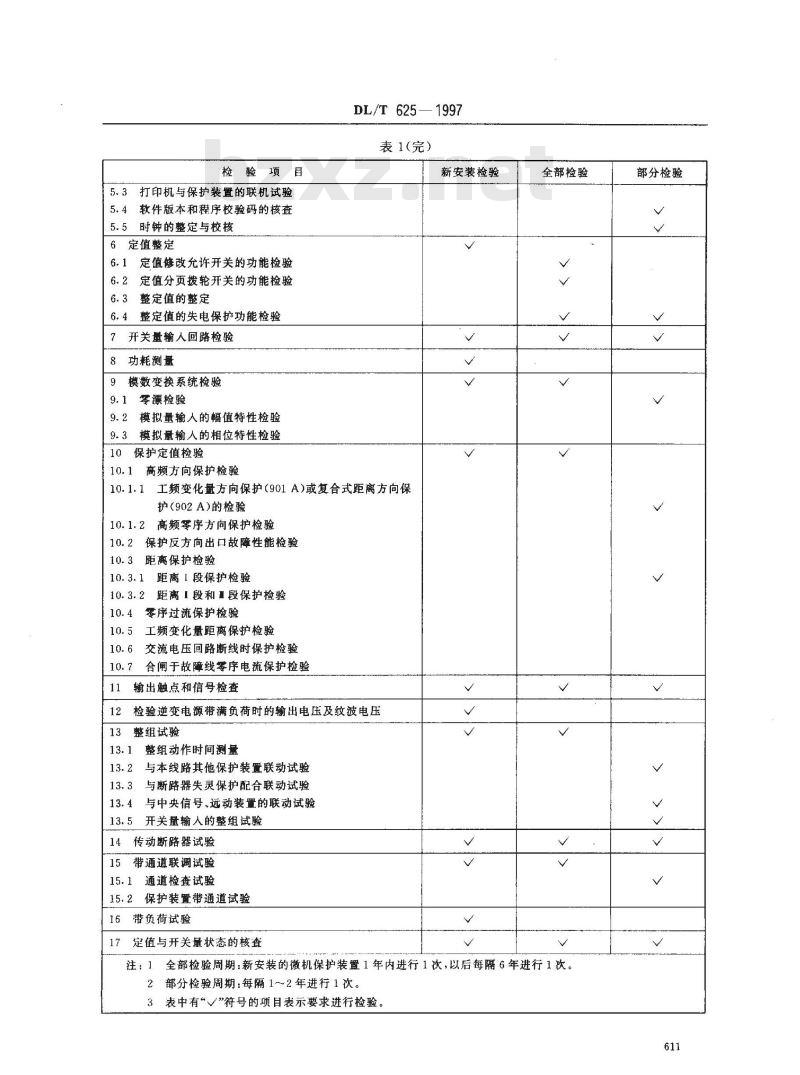 DL/T 625-1997 LFP--900系列超高压线路成套快速保护装置检验规程