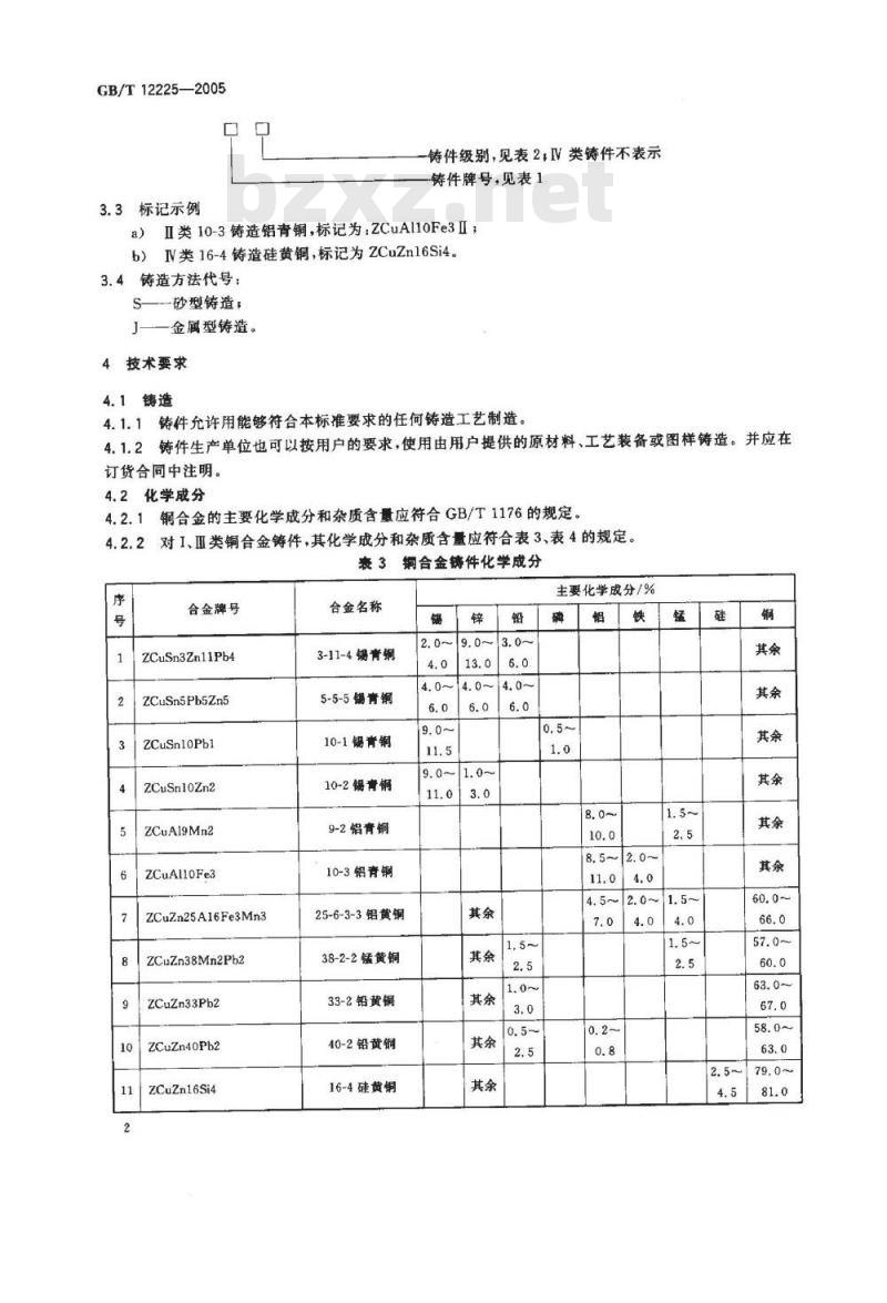 GB/T 12225-2005 通用阀门 铜合金铸件技术条件