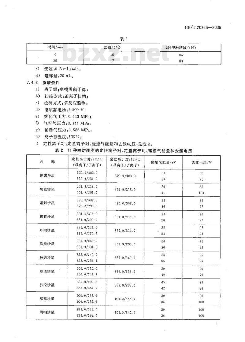 GB/T 20366-2006 动物源产品中喹诺酮类残留量的测定 液相色谱-串联质谱法