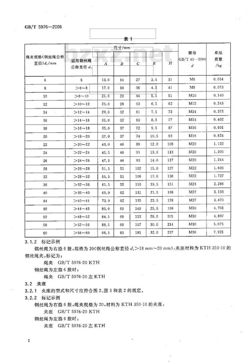 GB/T 5976-2006 钢丝绳夹