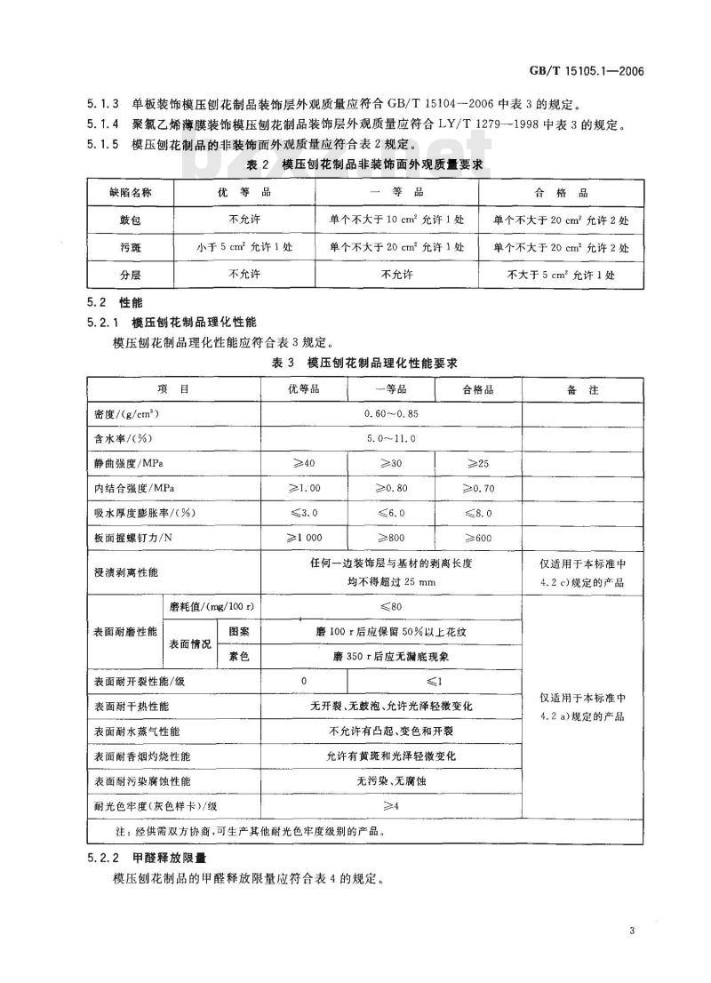 GB/T 15105.1-2006 模压刨花制品 第1部分：室内用