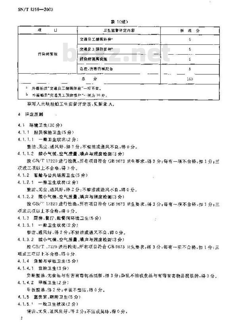 SN/T 1258-2003 入出境船舶卫生监督评定标准