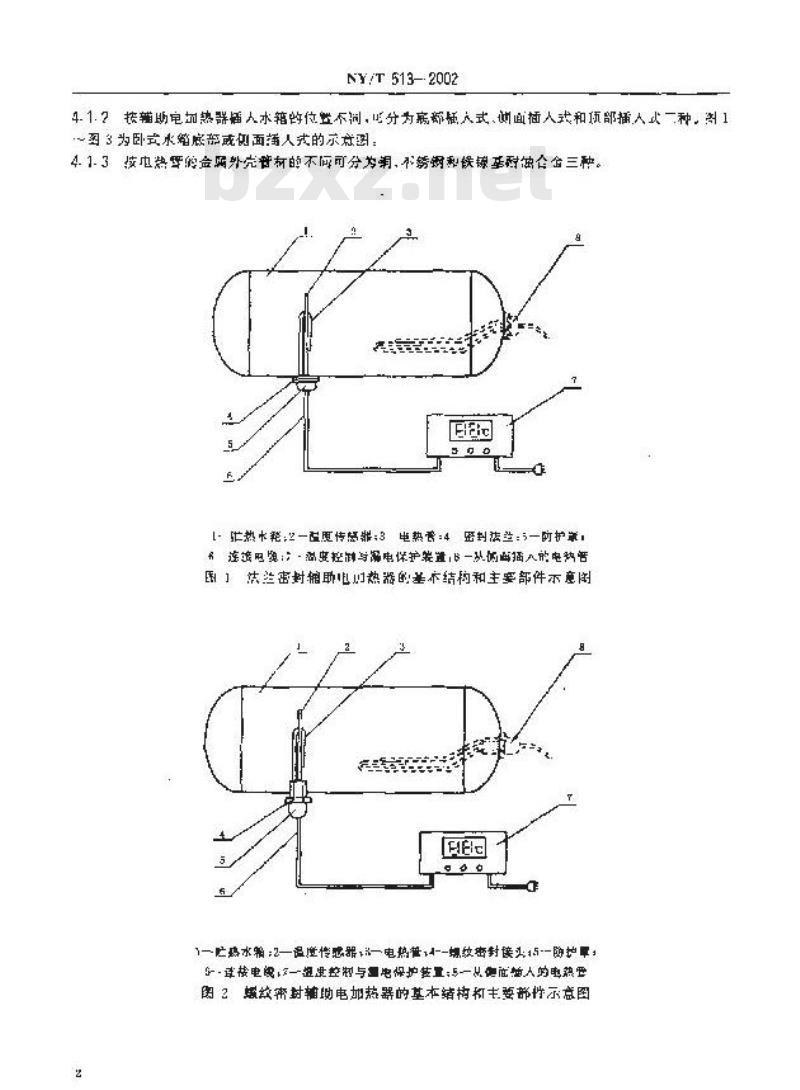 NY/T 513-2002 家用太阳热水器电辅助热源