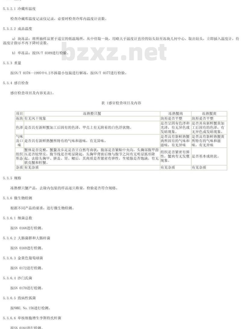 SN/T 1074-2002 出口冻熟蟹制品检验规程