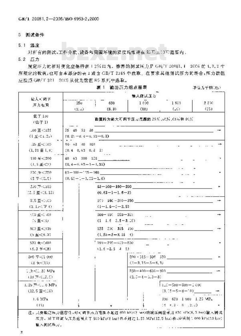 GB/T 20081.2-2006 气动减压阀和过滤减压阀 第2部分：评定商务文件中应包含的主要特性的测试方法