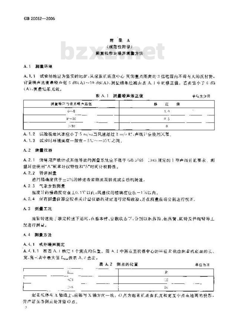 GB 20062-2006 流动式起重机 作业噪声限值及测量方法
