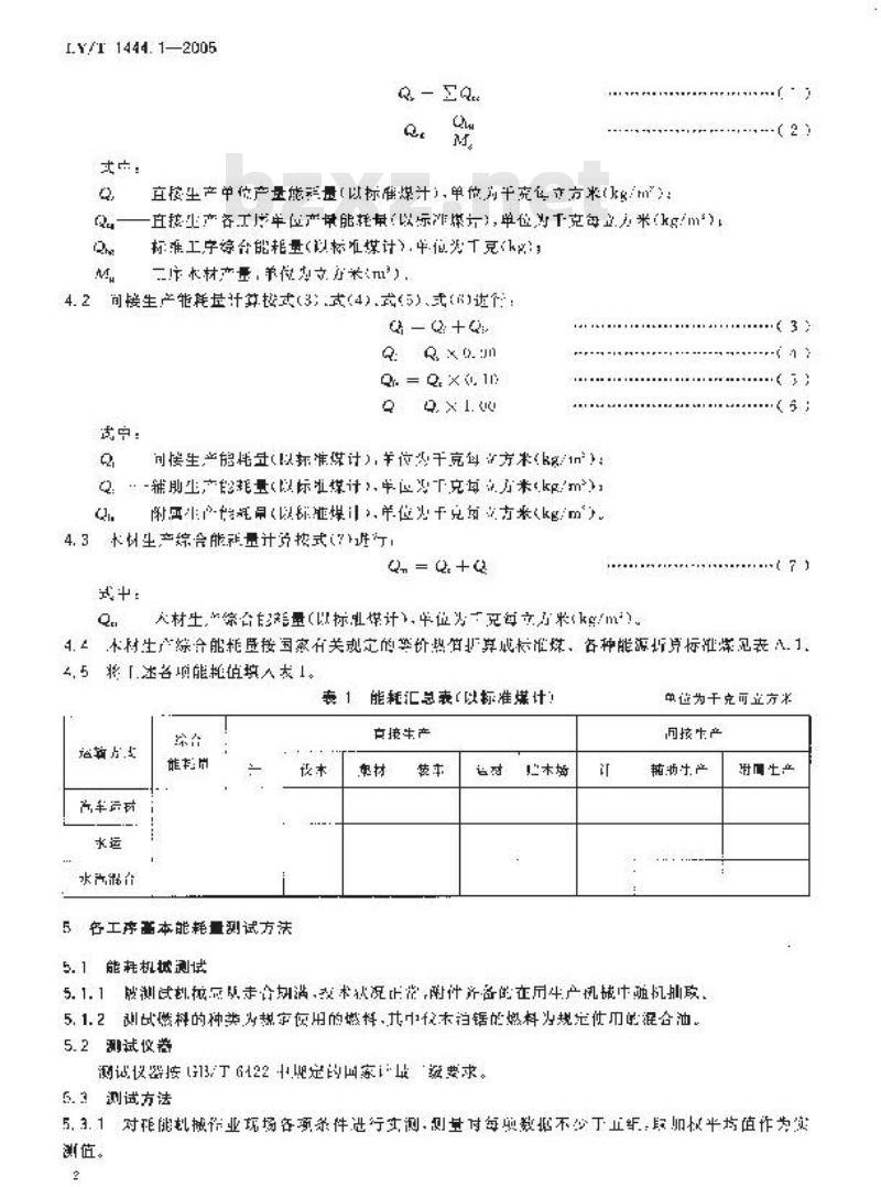 LY/T 1444.1-2005 林区木材生产能耗 第1部分：综合能耗