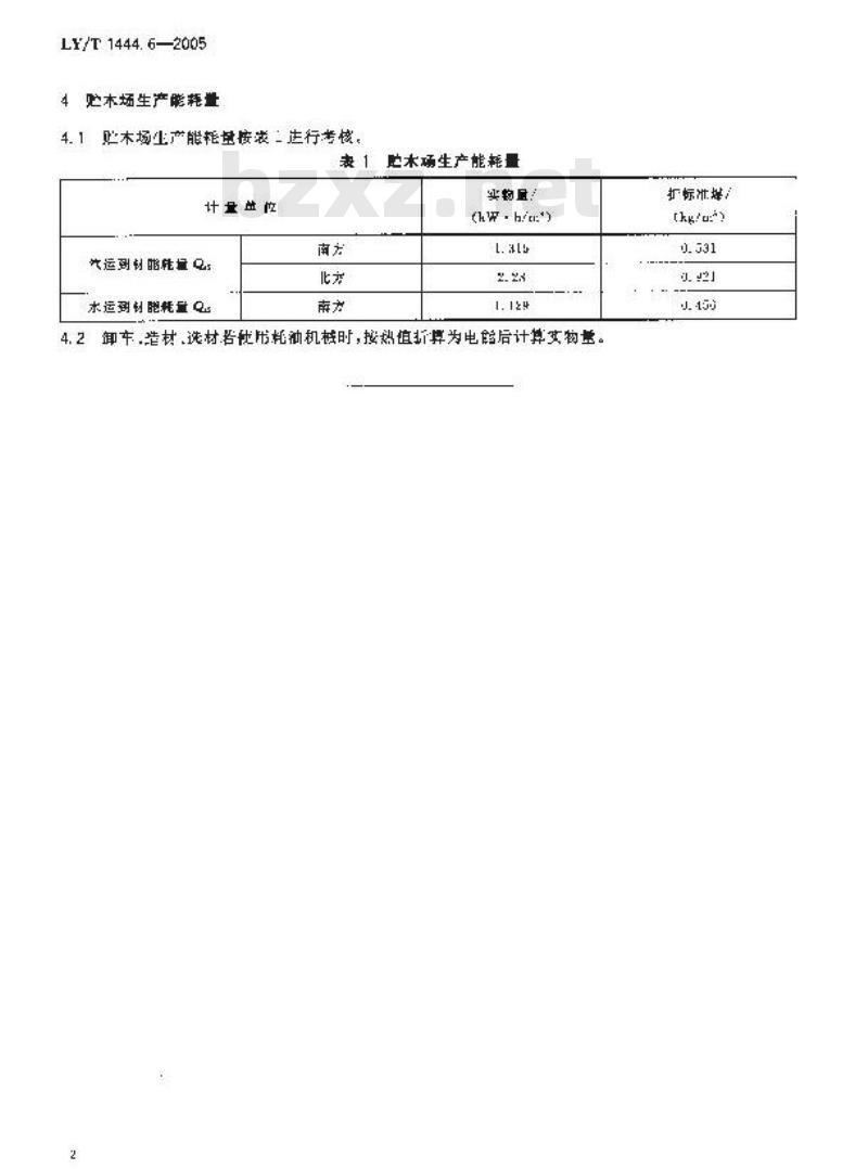 LY/T 1444.6-2005 林区木材生产能耗 第6部分：贮木场生产能源消耗量
