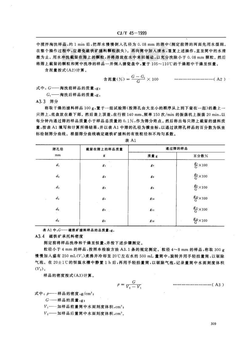 CJ/T 45-1999 水处理用磁铁矿滤料