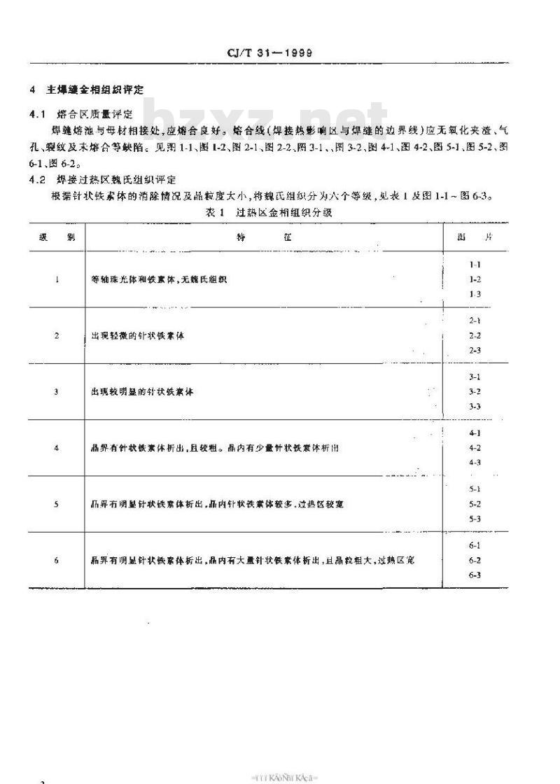 CJ/T 31-1999 液化石油气钢瓶金相组织评定