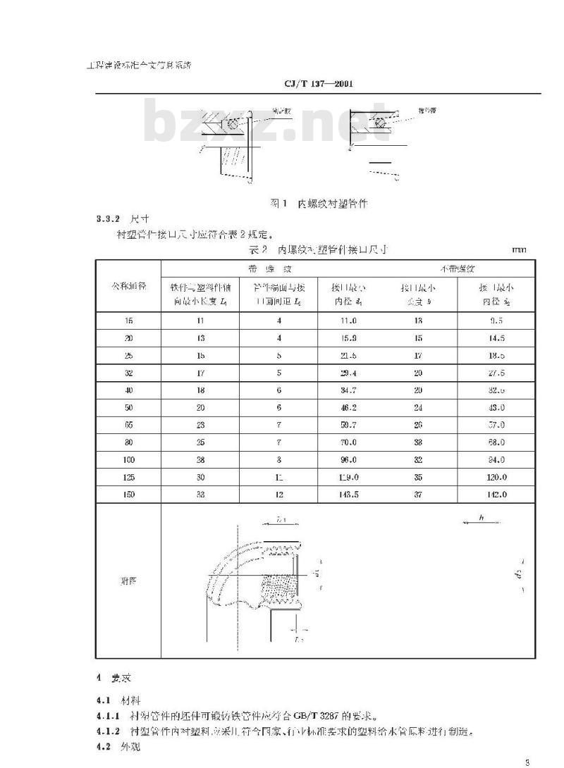 CJ/T 137-2001 给水衬塑可锻铸铁管件