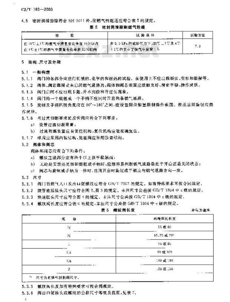 CJ/T 180-2003 家用手动燃气阀门