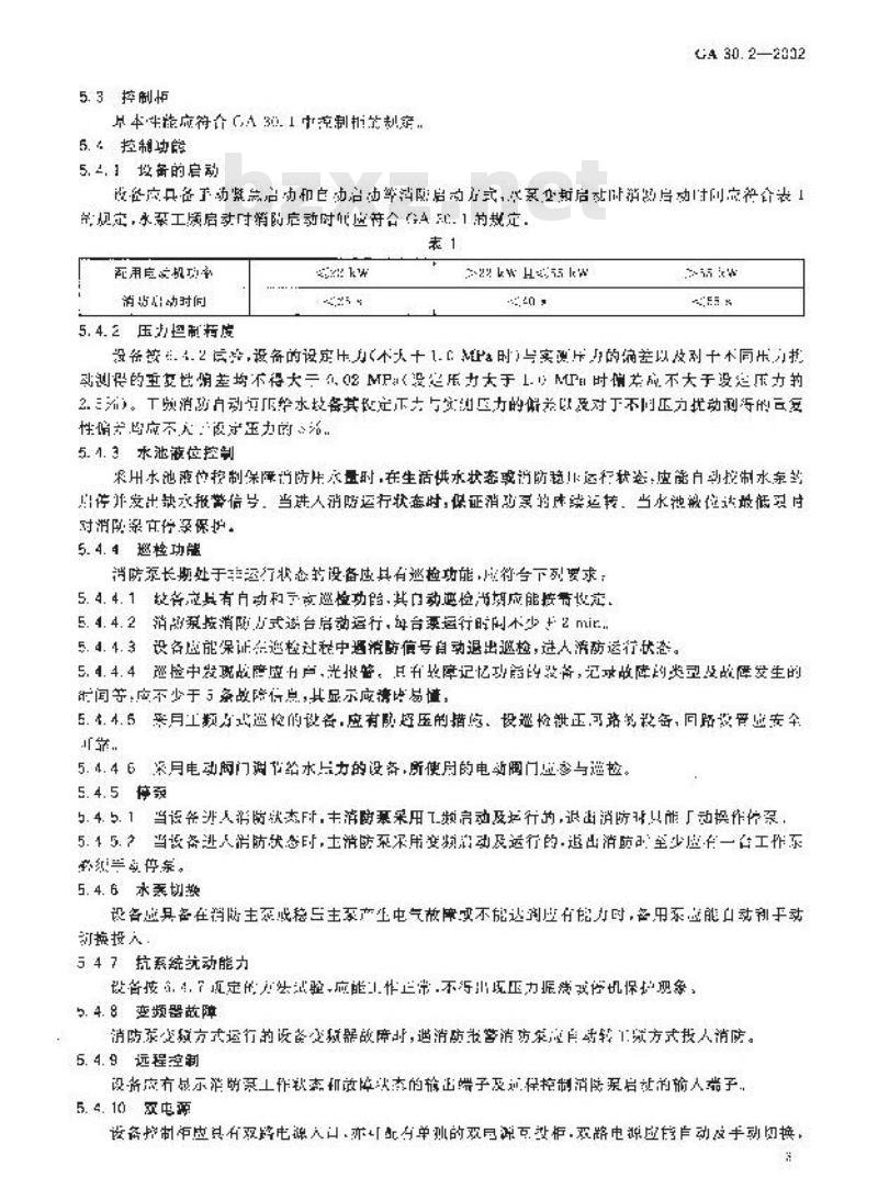 GA 30.2-2002 固定消防给水设备的性能要求和试验方法 第2部分：消防自动恒压给水设备