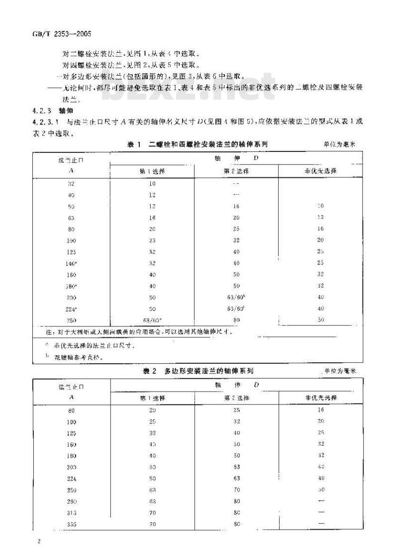 GB/T 2353-2005 液压泵及马达的安装法兰和轴伸的尺寸系列及标注代号
