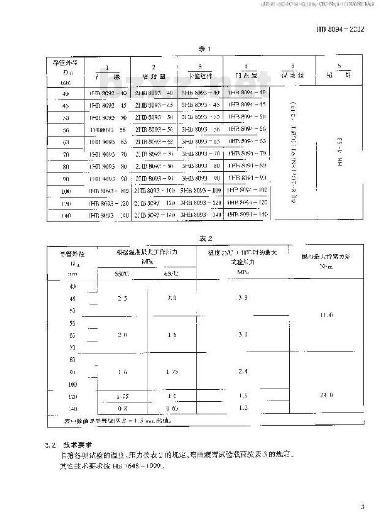 HB 8094-2002 空气系统高温高压导管与附件连结卡箍