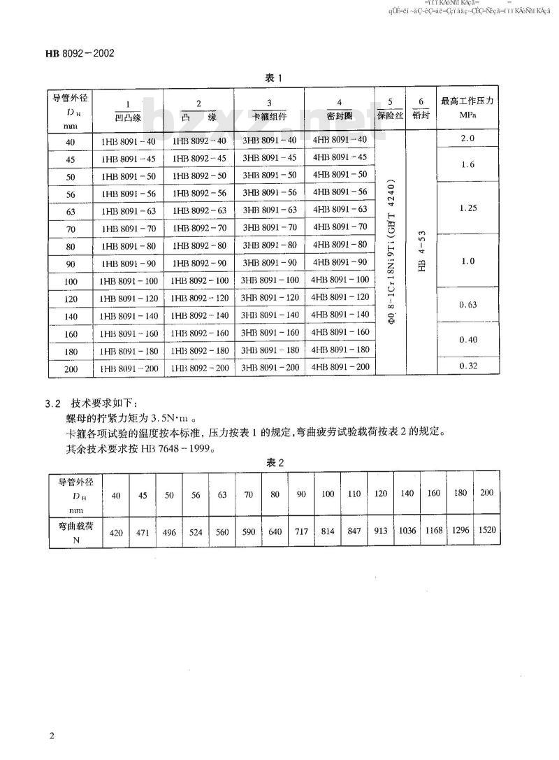 HB 8092-2002 空气系统导管与附件连结卡箍