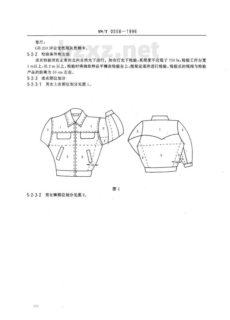 SN/T 0558-1996 出口牛仔服装检验规程