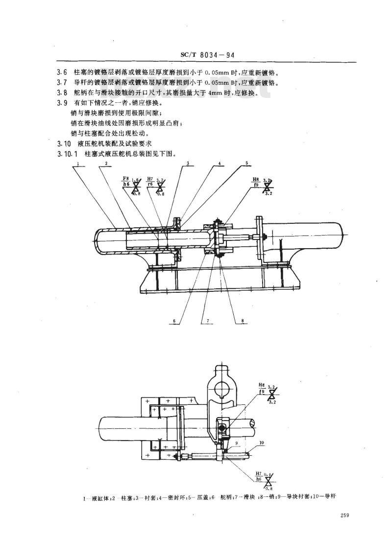 SC/T 8034-1994 渔船柱塞式液压舵机修理技术要求