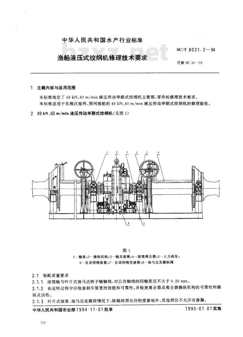 SC/T 8031.2-1994 渔船液压式绞纲机修理技术要求