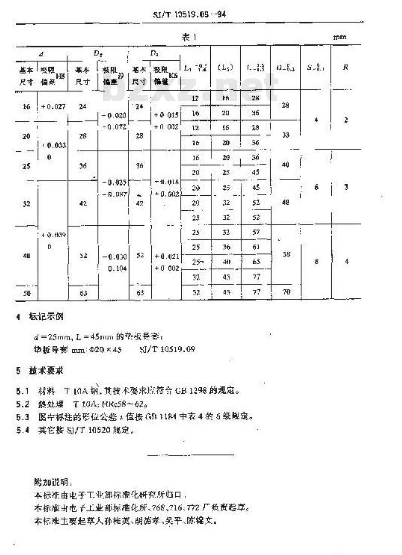 SJ/T 10519.09-1994 塑料注射模零件 垫板导套