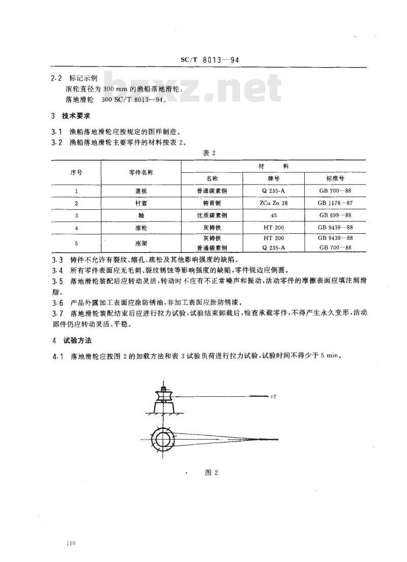 SC/T 8013-1994 渔船落地滑轮