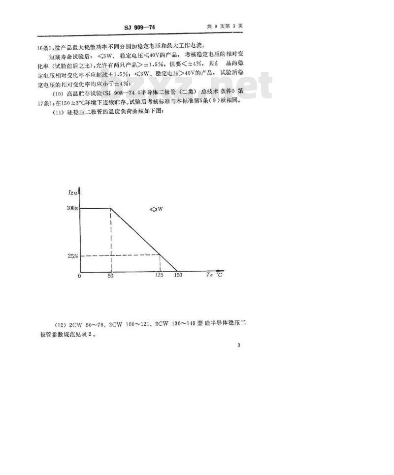 SJ 909-1974 2CW50～149型硅半导体稳压二极管
