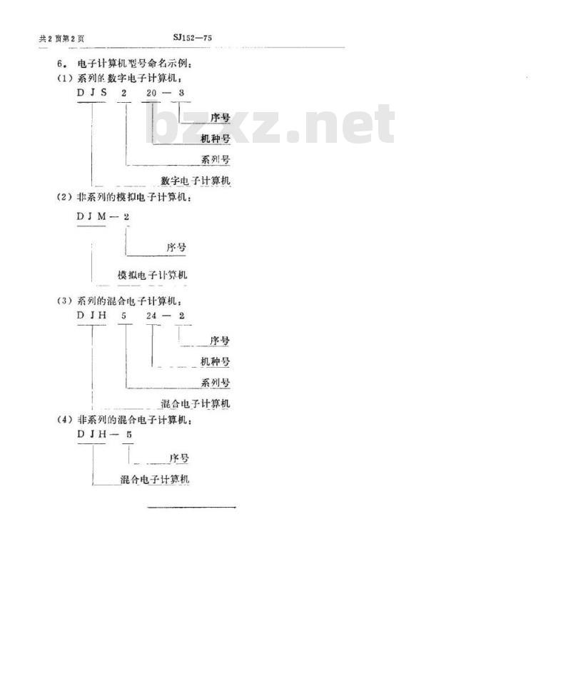 SJ 152-1975 电子计算机型号命名方法