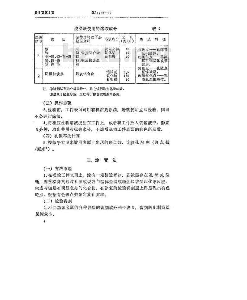 SJ 1280-1977 金属镀层孔隙率的检验方法