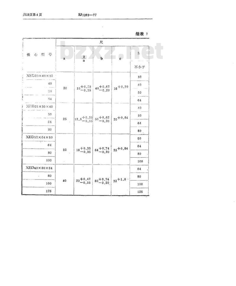 SJ 1263-1977 单相变压器用XED、XCD型C形铁芯