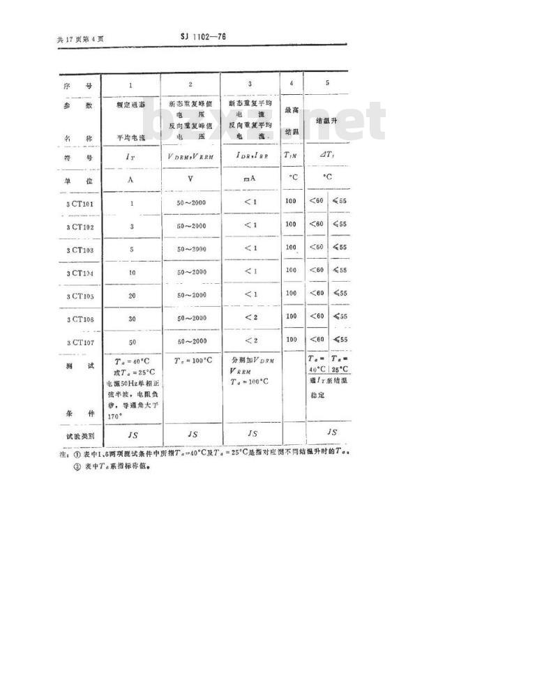 SJ 1102-1976 反向阻断型普通半导体闸流管(普通可控整流器)