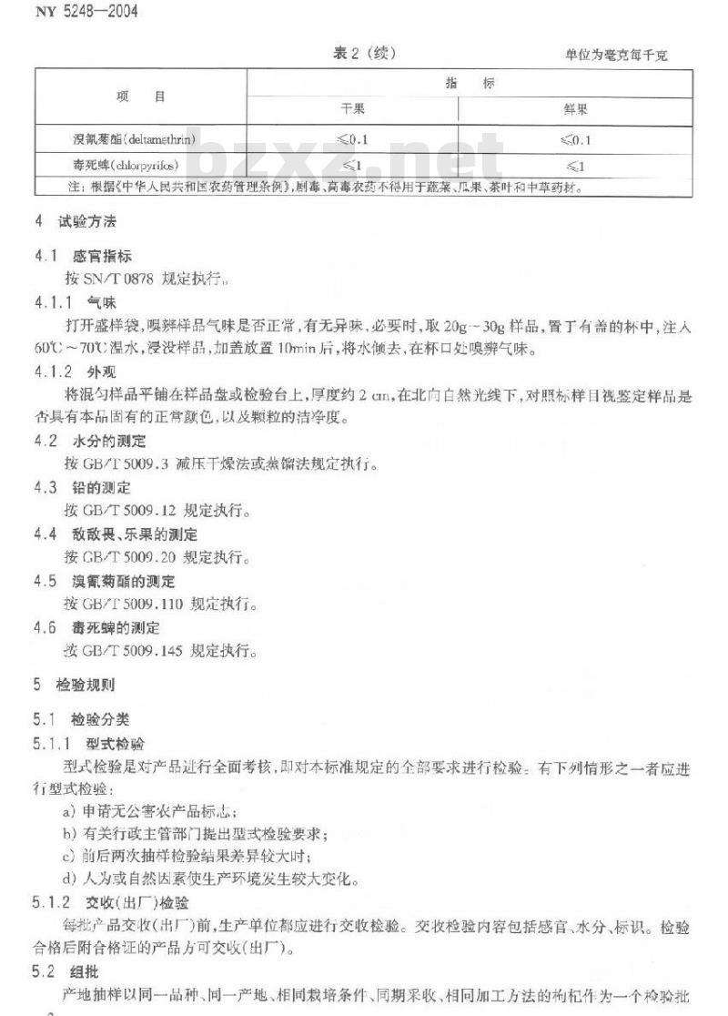 NY 5248-2004 无公害食品枸杞