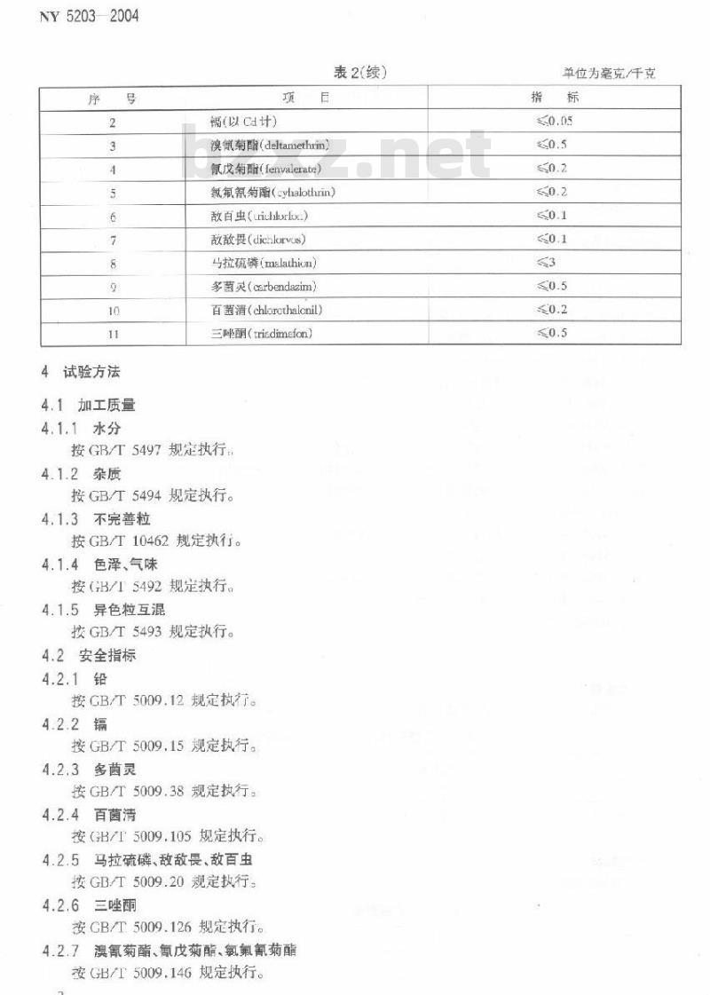 NY 5203-2004 无公害食品绿豆