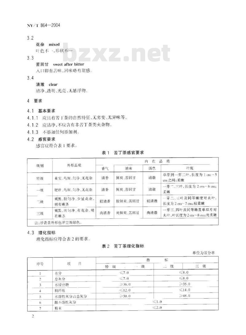 NY/T 864-2004 苦丁茶