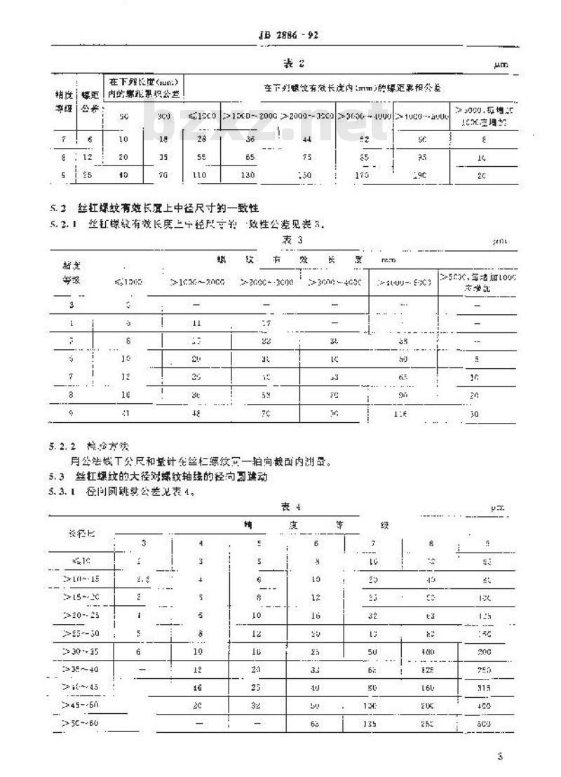 JB/T 2886-1992 机床梯形螺纹丝杠、螺母 技术条件