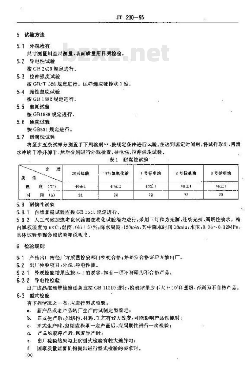 JT 230-1995 汽车导静电橡胶拖地带