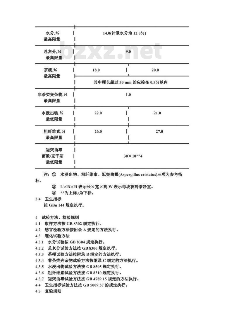 GB/T 9833.3-1988 紧压茶茯砖茶