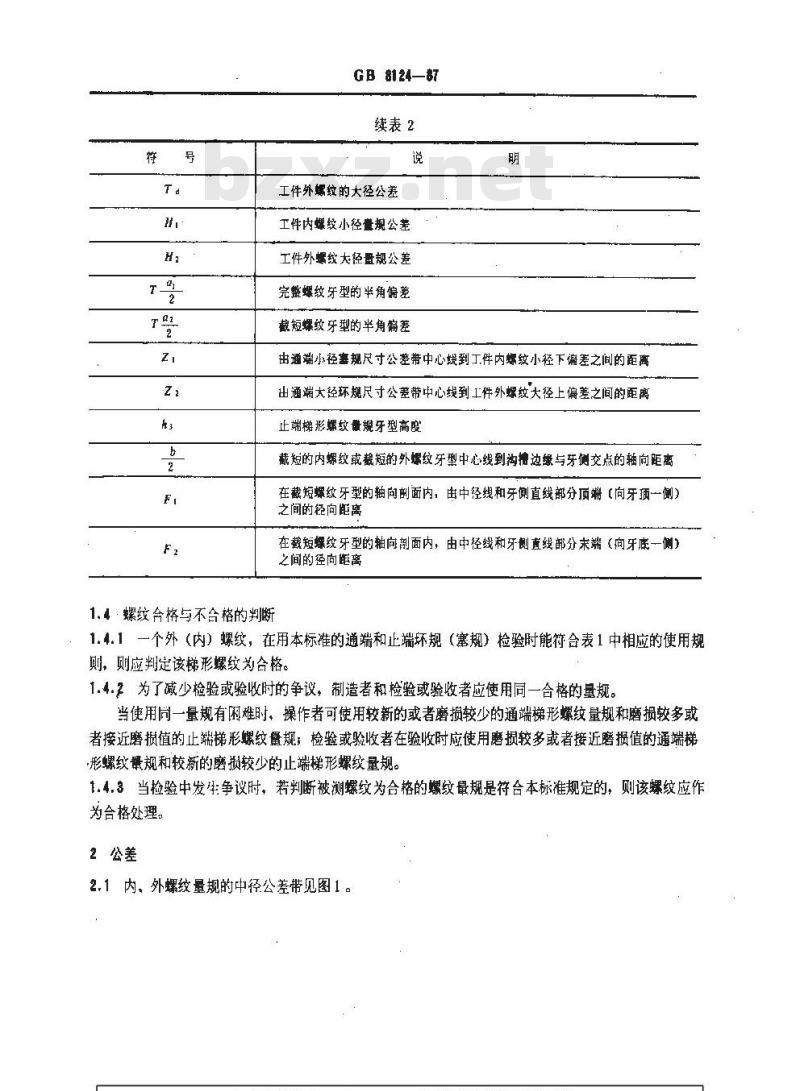 GB/T 8124-1987 梯形螺纹量规 技术条件