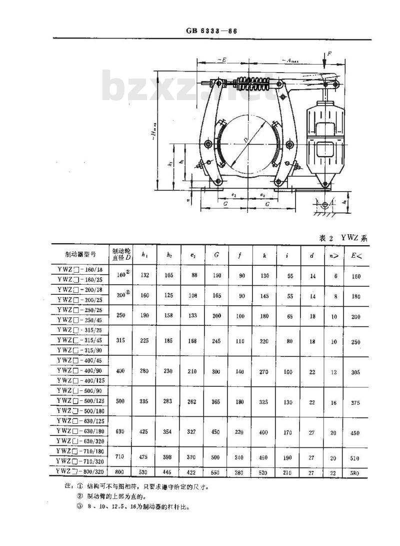GB/T 6333-1986 电力液压块式制动器