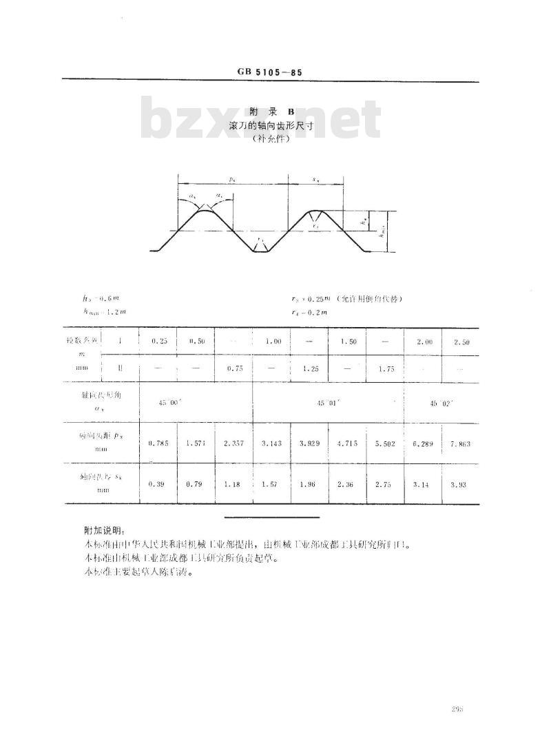 GB/T 5105-1985 45°压力角渐开线花键滚刀基本型式和尺寸