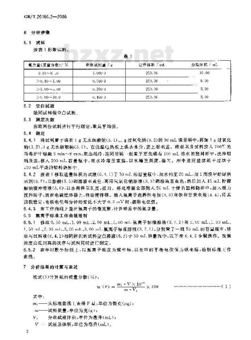 GB/T 20166.2-2006 稀土抛光粉化学分析方法 氟量的测定 离子选择性电极法